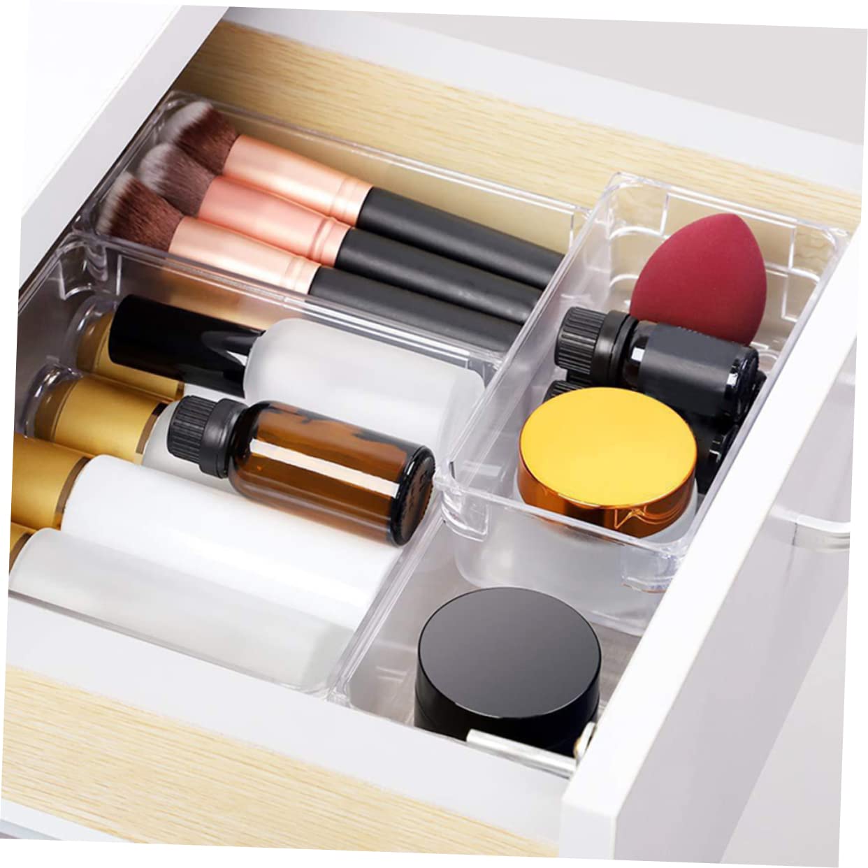 DOITOOL Vassoio Portaoggetti in Plastica per Organizer per Bagno Scatola per Scrivania Contenitore di Stoccaggio Semplice e Resistente