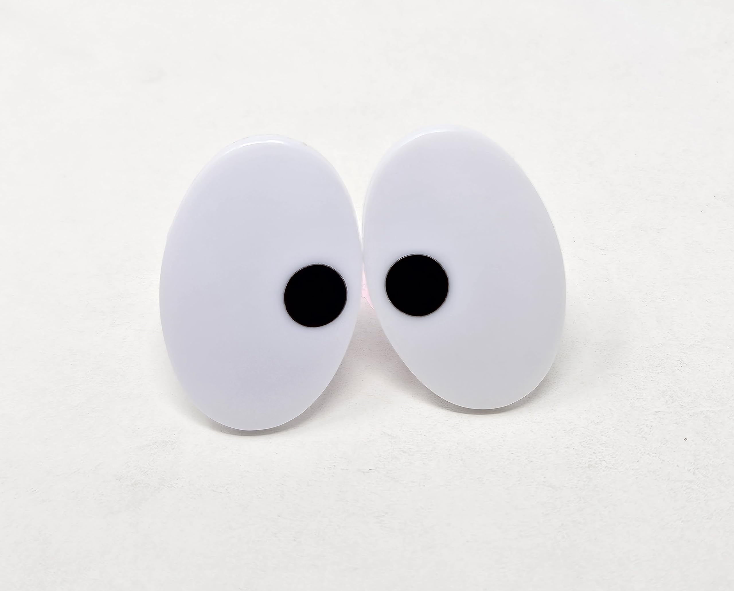 Pair of Zim's 25mm Oval Black and White Dot Comical Cartoon Plastic Safety Eyes for Craft Amigurumi Dolls, Toys or Puppets (Pack of 6)