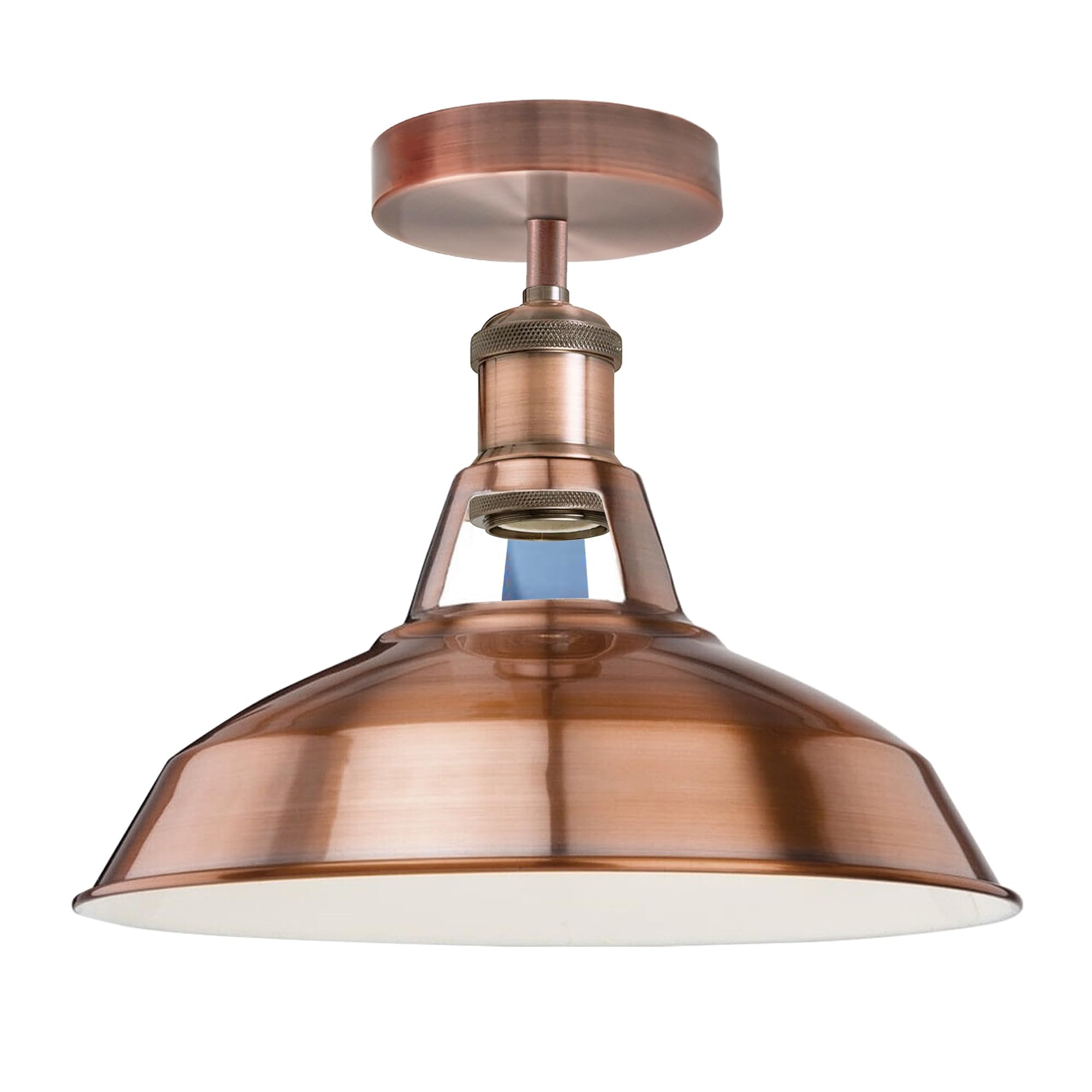 LEDSone Vintage-Semi Flush Mount Ceiling Light Fitting Industrial Vintage Style Kitchen Light Ceiling Metal 30cm Rustic Farmhouse Lighting Fixture(Copper)