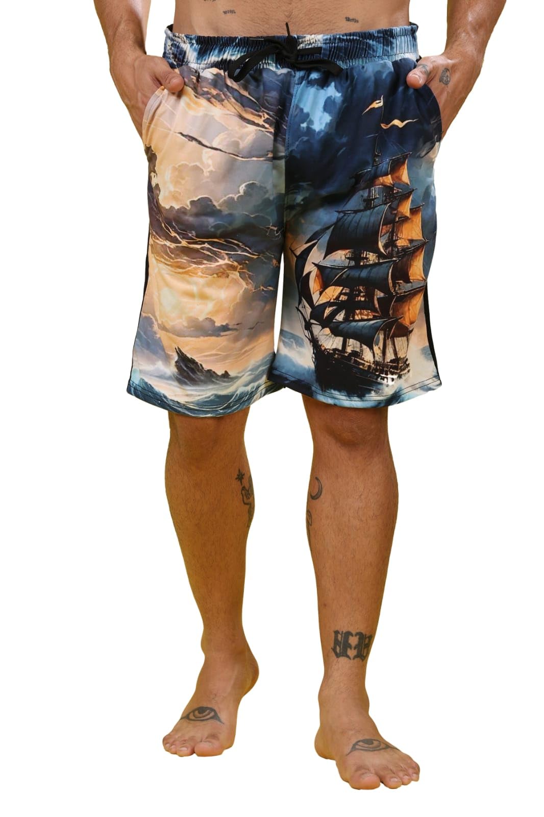 yellow tree Pirate Ship Printed Men Shorts-picture-33