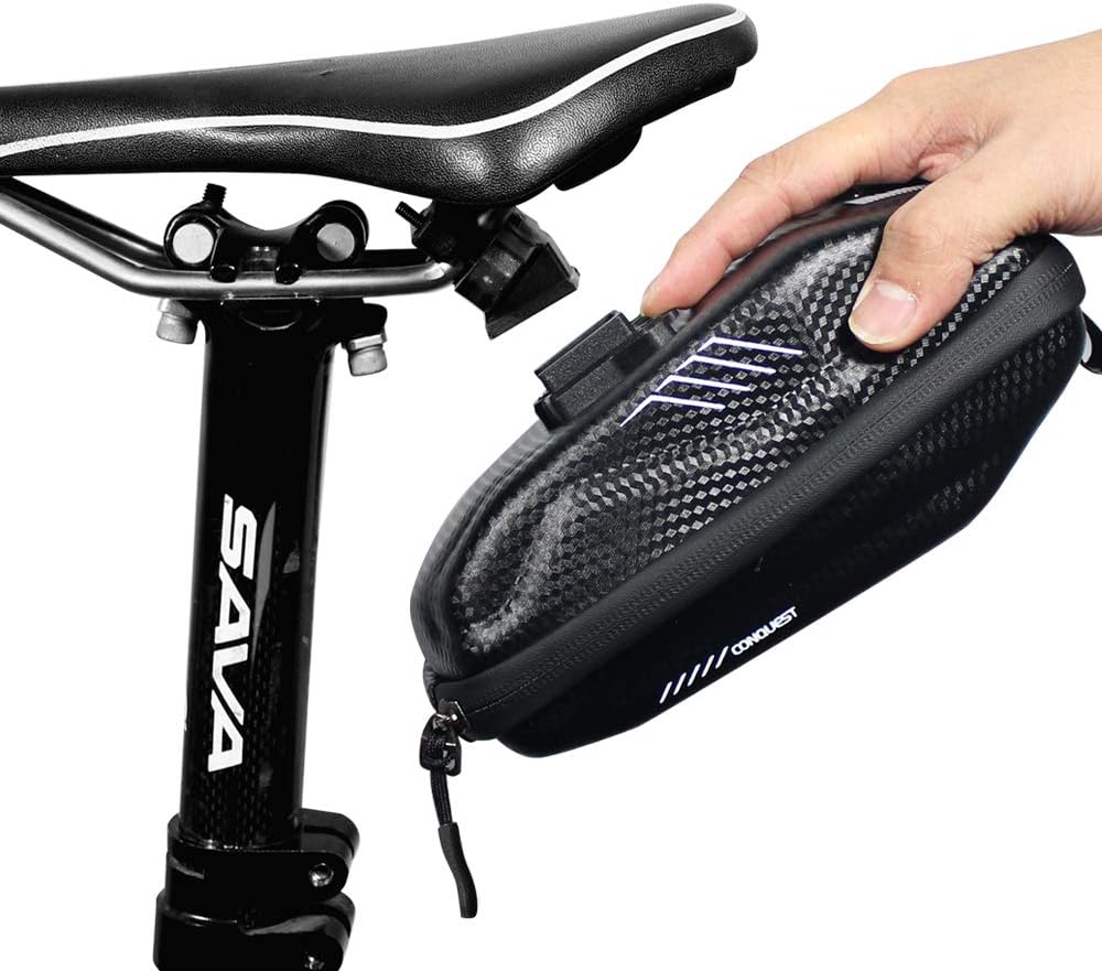 Bike Saddle Bag, Waterproof Bike Under Seat Pack Rear Bag Pannier Storage Bag Mountain Road MTB Bicycle EVA PU Saddle Bag, Bicycle Repair Tools Pocket Pack Cycling Pouch with Reflective Stripe