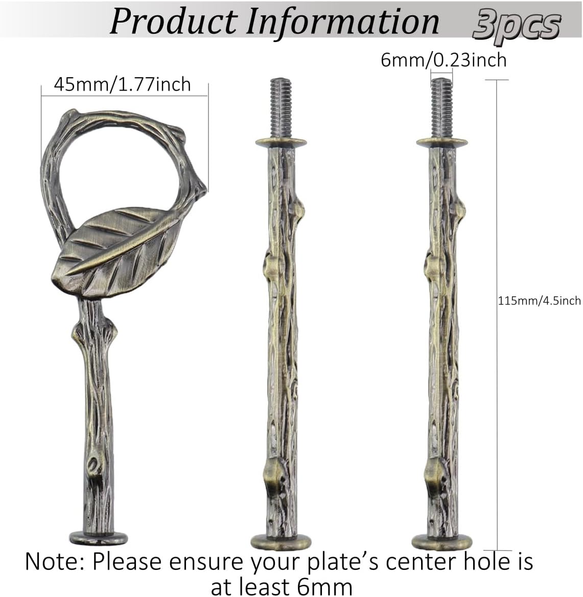 3 Tier 14" Tier Cake Tray Stand Hardware Fitting Holder Rod(Bronze) image 2