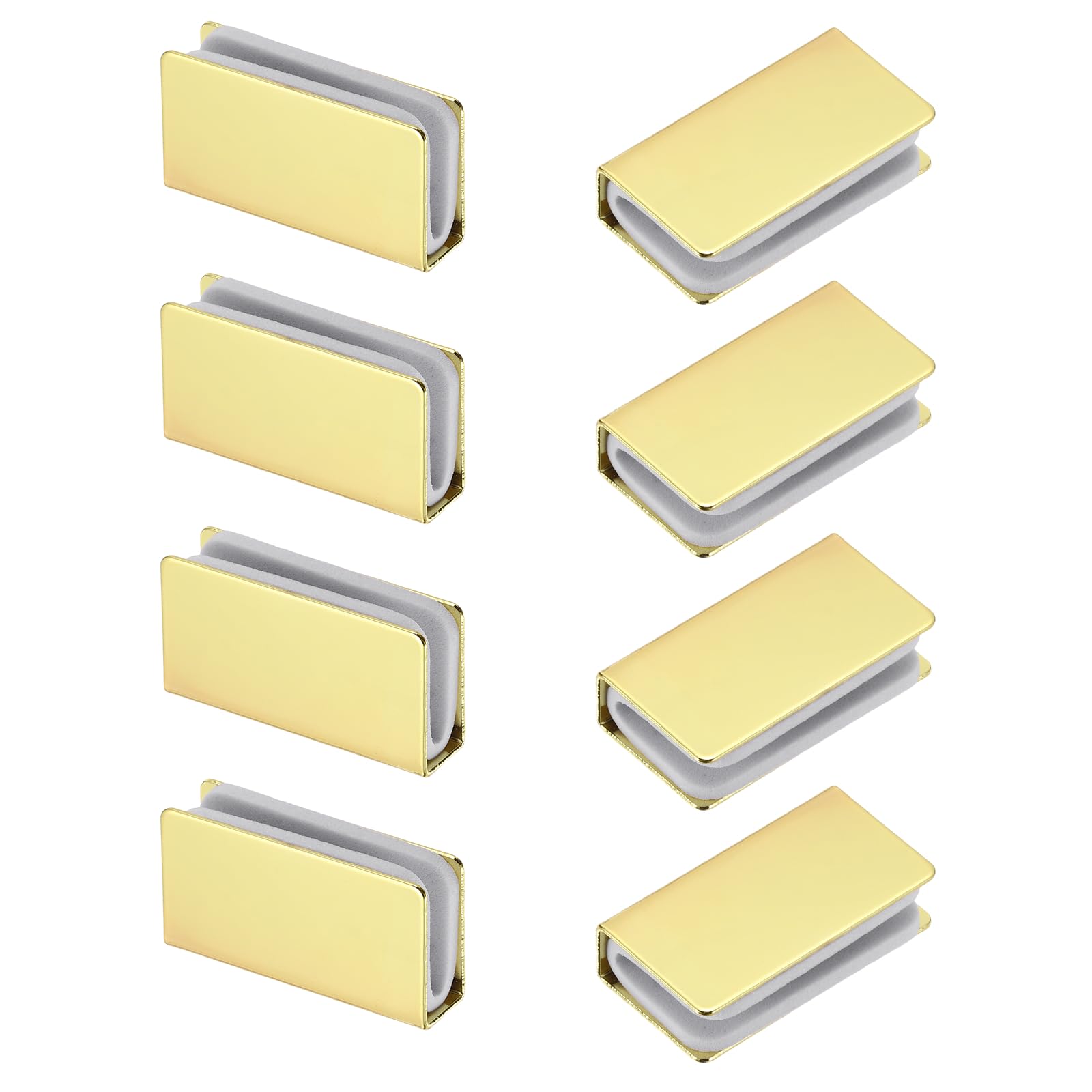 sourcing map 8Pcs 1.6" Magnetic Latch Clamp, Steel Glass Cabinet Clip, Metal Rectangular Adjustable Frameless Glass Clamp for Cabinet, Glass Door, Wardrobe, Gold