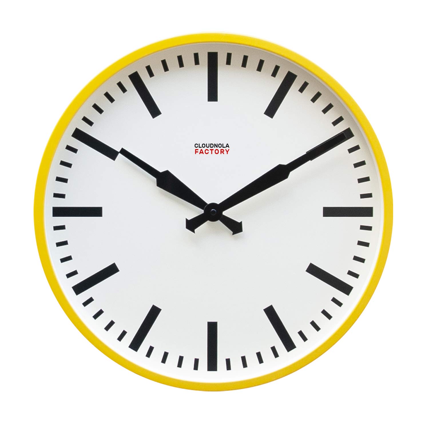 Cloudnola - Reloj de Metal, Estilo Industrial, Reloj de Pared con diseño contemporáneo, Movimiento de Cuarzo silencioso, Amarillo y Negro sin números