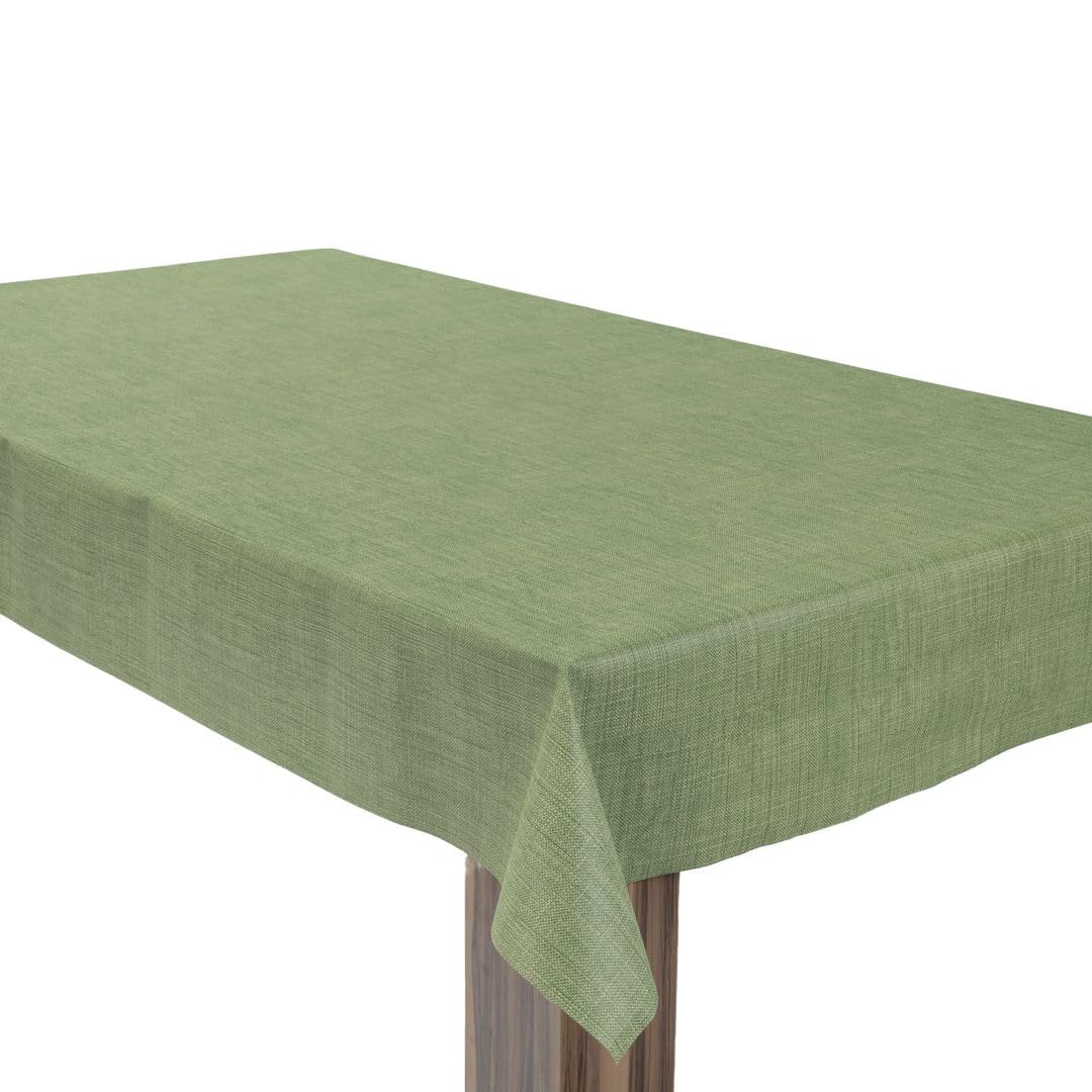 laro Wachstuchtischdecke Uni Leinen Eckig PVC - Abwischbare Tischdecke als Meterware, Wasserabweisende Tischdecke für Küche, Balkon & Garten