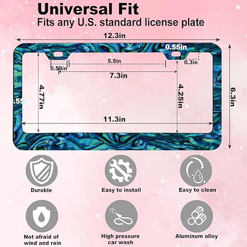 Miniatura 2 de 1 marco de matrícula para mujer, marcos decorativos de automóvil para niñas, soporte para placa de matrícula para vehículo con etiqueta de llavero