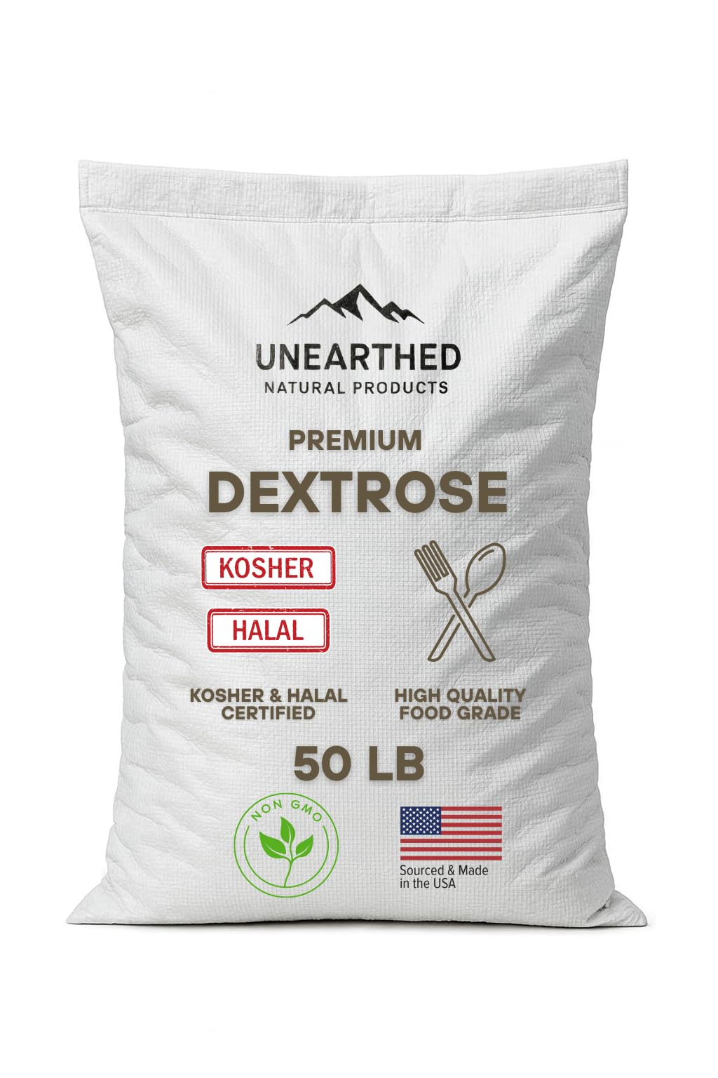 Unearthed Dextrose, 50lb, Dextrose Monohydrate, Highly Effective for Homebrewing, Food Production, and Flavor Enhancement