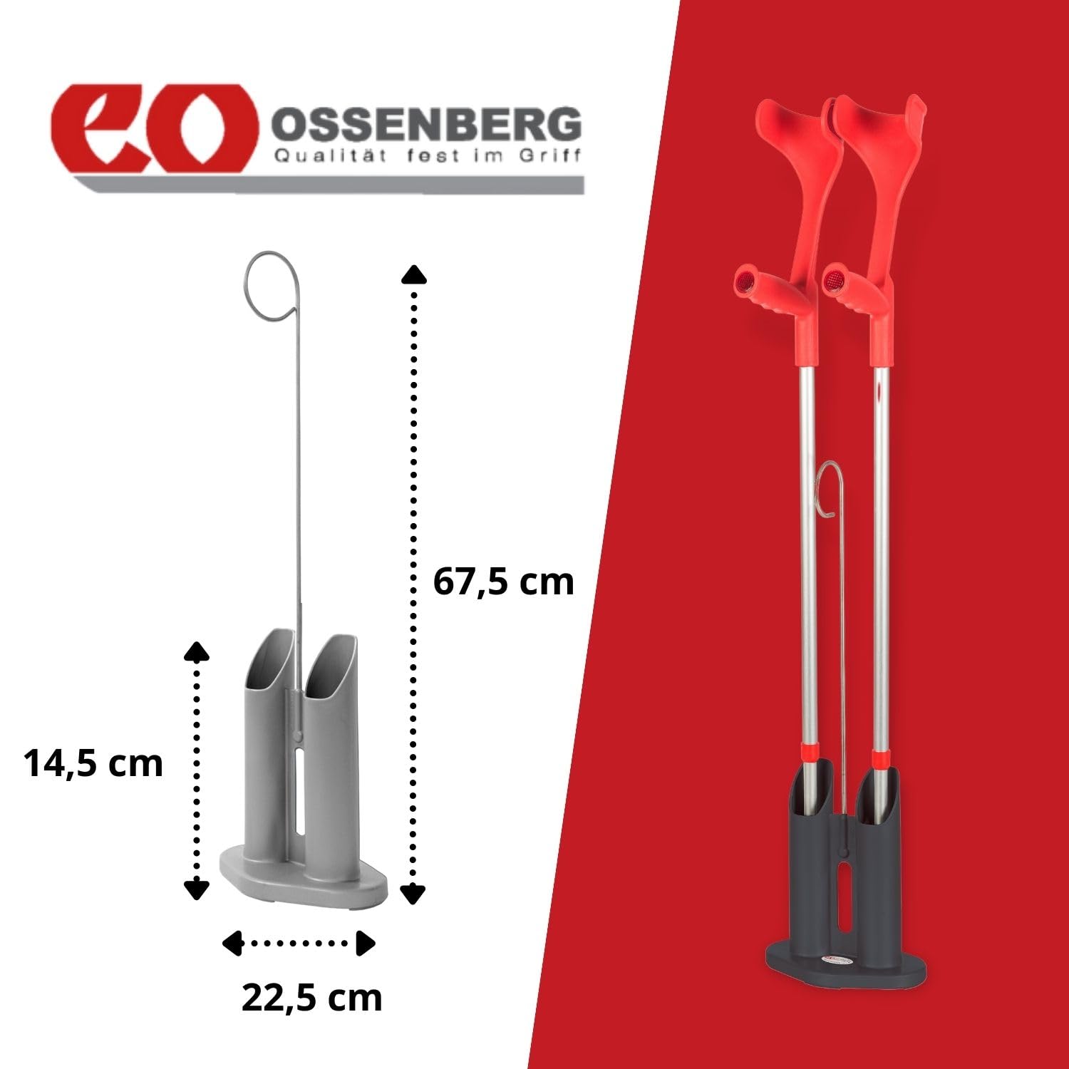 Soporte de bastón para andadores – Paragüero para bastones – de plástico – Soporte vertical de los bastones – Soporte para 2 andadores – Soporte para muletas portátil