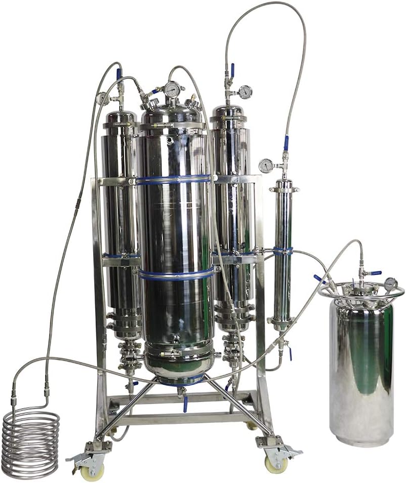 HNZXIB Closed Loop Extractor 1LB Stainless Steel Vacuum Chamber/Tube with Tripod Used to Extract from Plant Leaves，Closed Loop Extractor Vacuum Chamber Tube Closed Loop Extraction System (1LB)