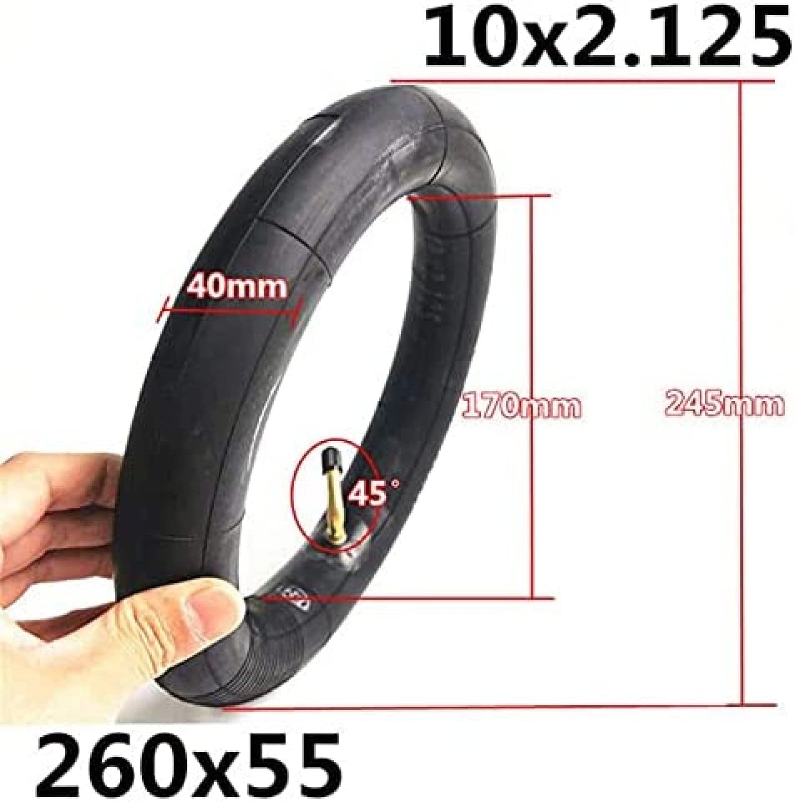 Pneumatico e Camera d'Aria di Ricambio per Tutti Gli Usi, Pneumatici 260X55/255X55 con camere d'Aria, Pneumatico Gonfiabile da 10" per Ruota del Triciclo con Ruota per Passeggino