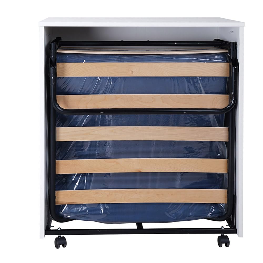 LIBEROSHOPPING.eu - LA TUA CASA IN UN CLIK Letto a scomparsa estraibile salvaspazio con ruote materasso 80x180 (Bianco)