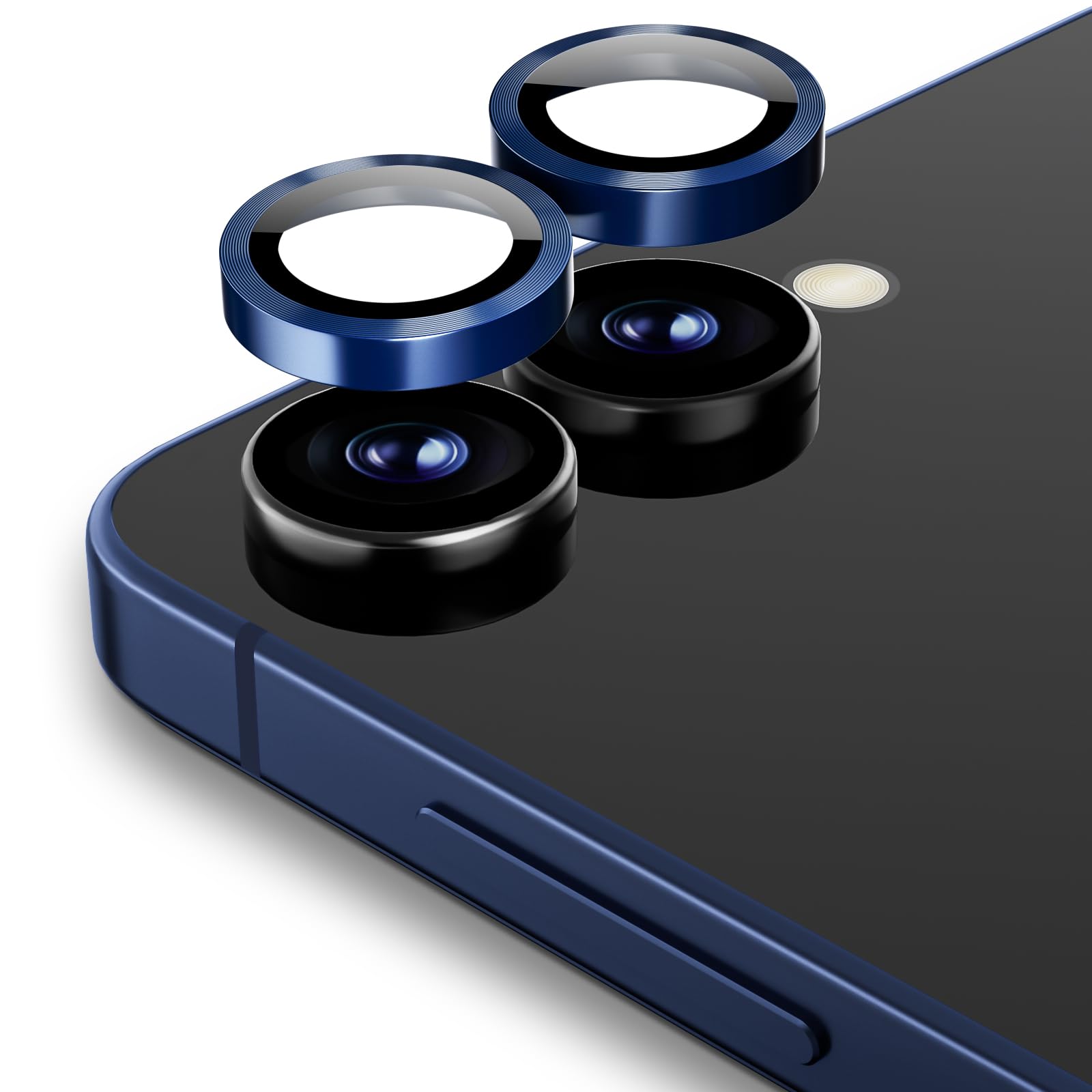 Podick レンズカバー Galaxy Z Flip7用 カメラフィルム 9H強化ガラス アルミ合金 高透過率 ギャラクシーZフリップ7 カメラ保護 キズ防止 耐衝撃 黒縁取り 露出オーバー防止 飛散防止 気泡ゼロ 極薄 カメラカバー プロテクター (ブルー)