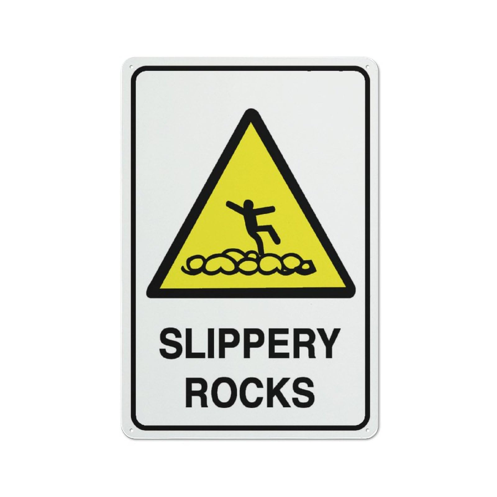 Caution Slippery Rocks Sign 8""X12"" Rust Free Aluminum Signs Outdoor, Metal Tin Sign For Home, Business, Yard