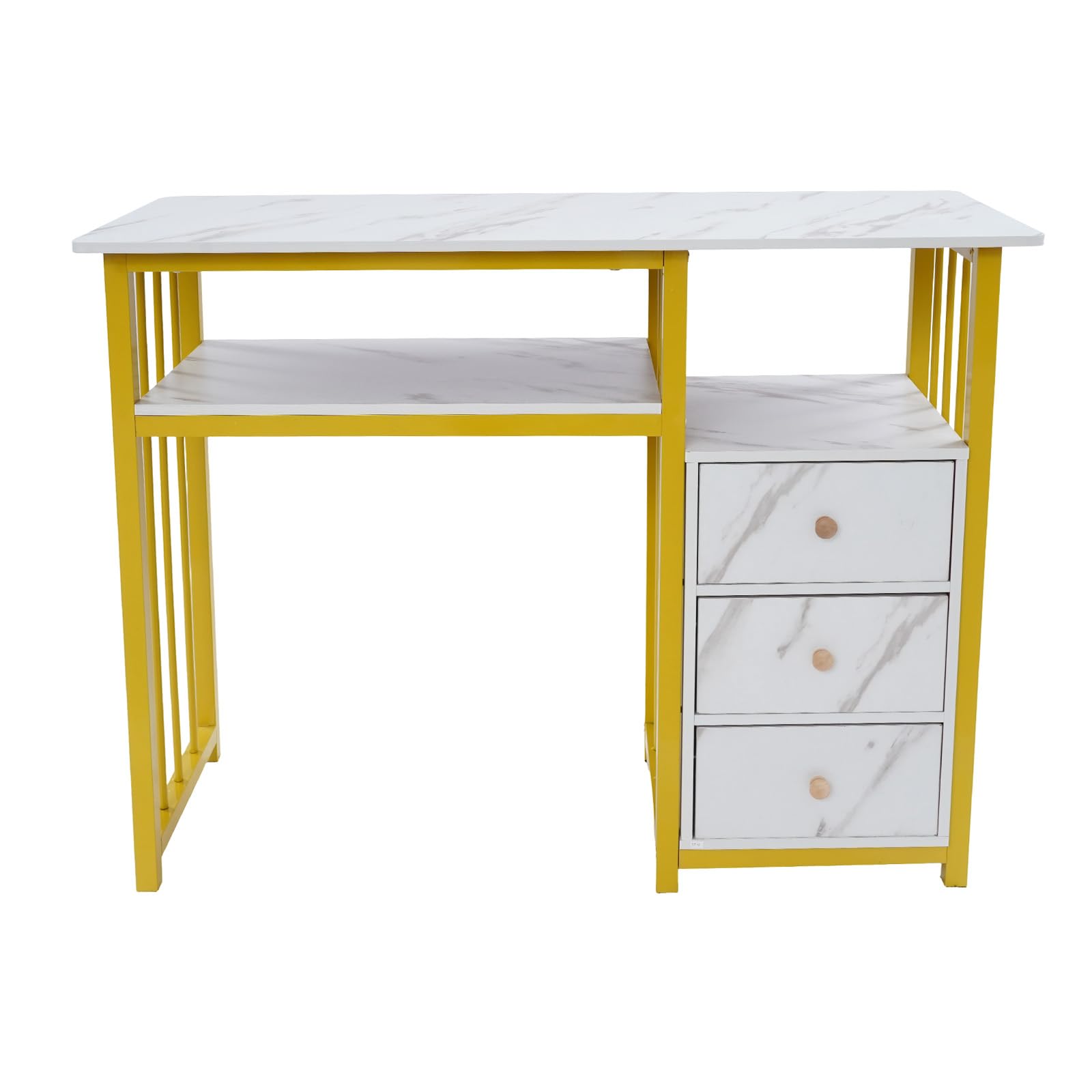 Tavolo da manicure con cassetti, toeletta senza specchio, struttura in marmo, tavolo per unghie, fino a 30 kg, tavolo per computer, salone, salone di unghie, tavolo in legno con struttura in