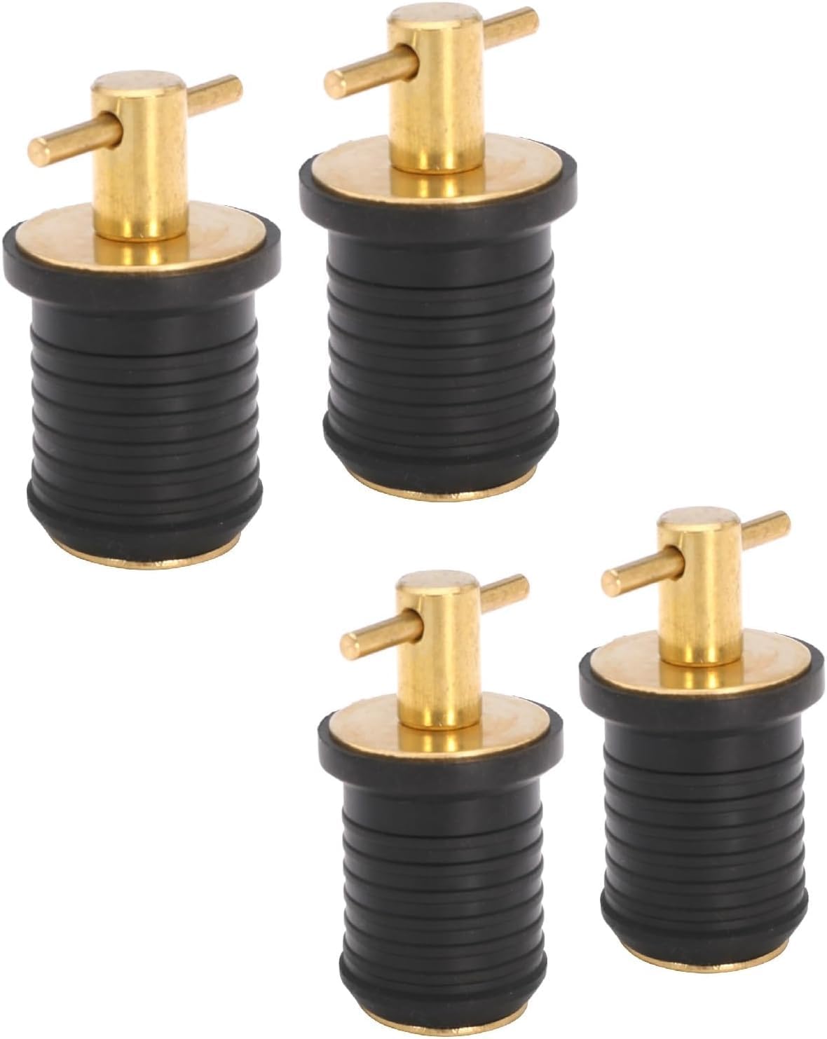 4pcs T-Handle Boat Plug Brass/Stainless Steel Boat Drain Plug Snap Handle Plug Rubber Drain Plug for Boat Marine