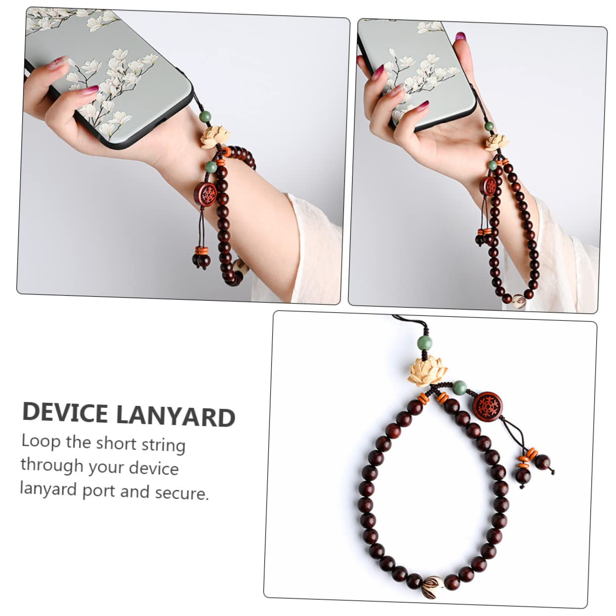 OSALADI 3stücke Vintage Holzperlen Handy Lanyard Für Outdoor Handgelenkschlaufe Für Smartphone Einfach An Handy Oder Hülle Zu Befestigen Für Reisen Schule Und Freizeit