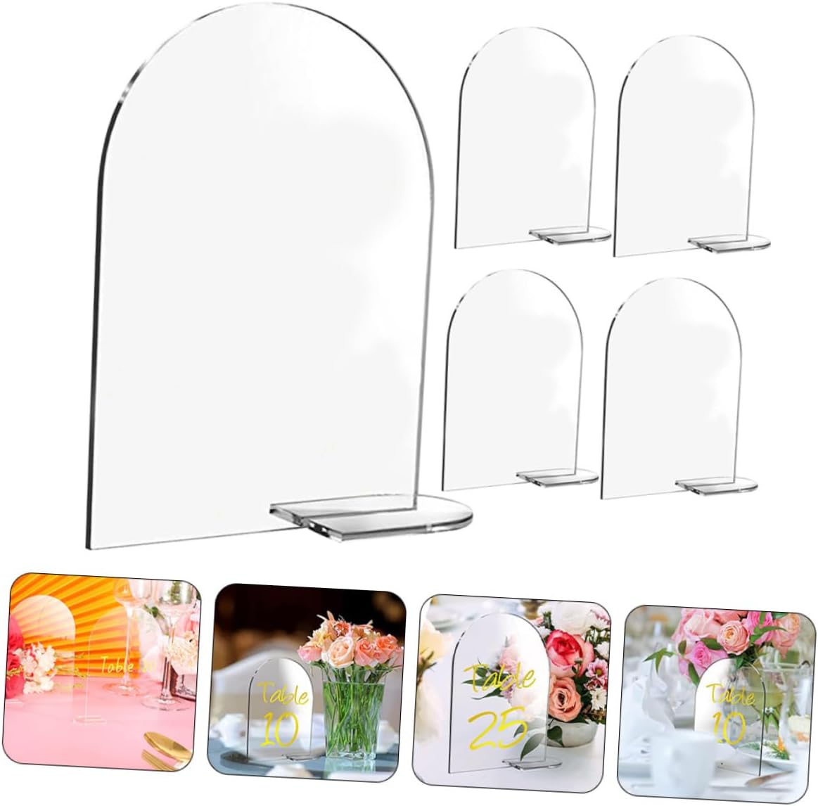 PRETYZOOM 10sets Transparent Signs Clear Acrylic Wedding Display Stands for Tabletop Seating Elegant Design for Events Meetings and Retail Displays Safe Rounded Edges