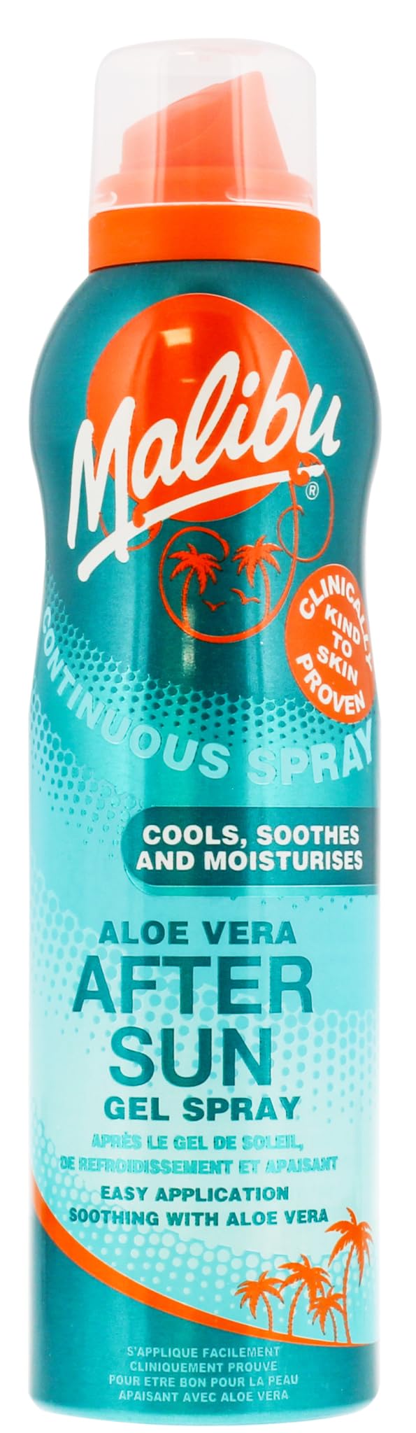 Malibu Sun Aloe Vera Gel Spray, Soothing After Sun Continuous Spray, Cooling After sun Gel for Sun-Exposed Skin, 175ml
