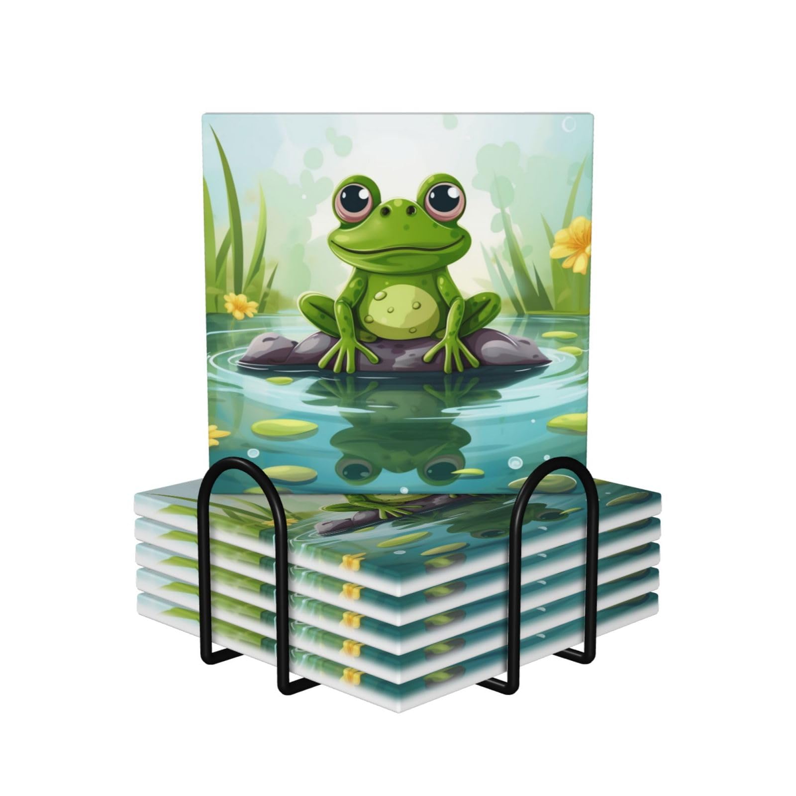 Dessous de verre céramique grenouille liège pour éviter les taches d'eau sur la table