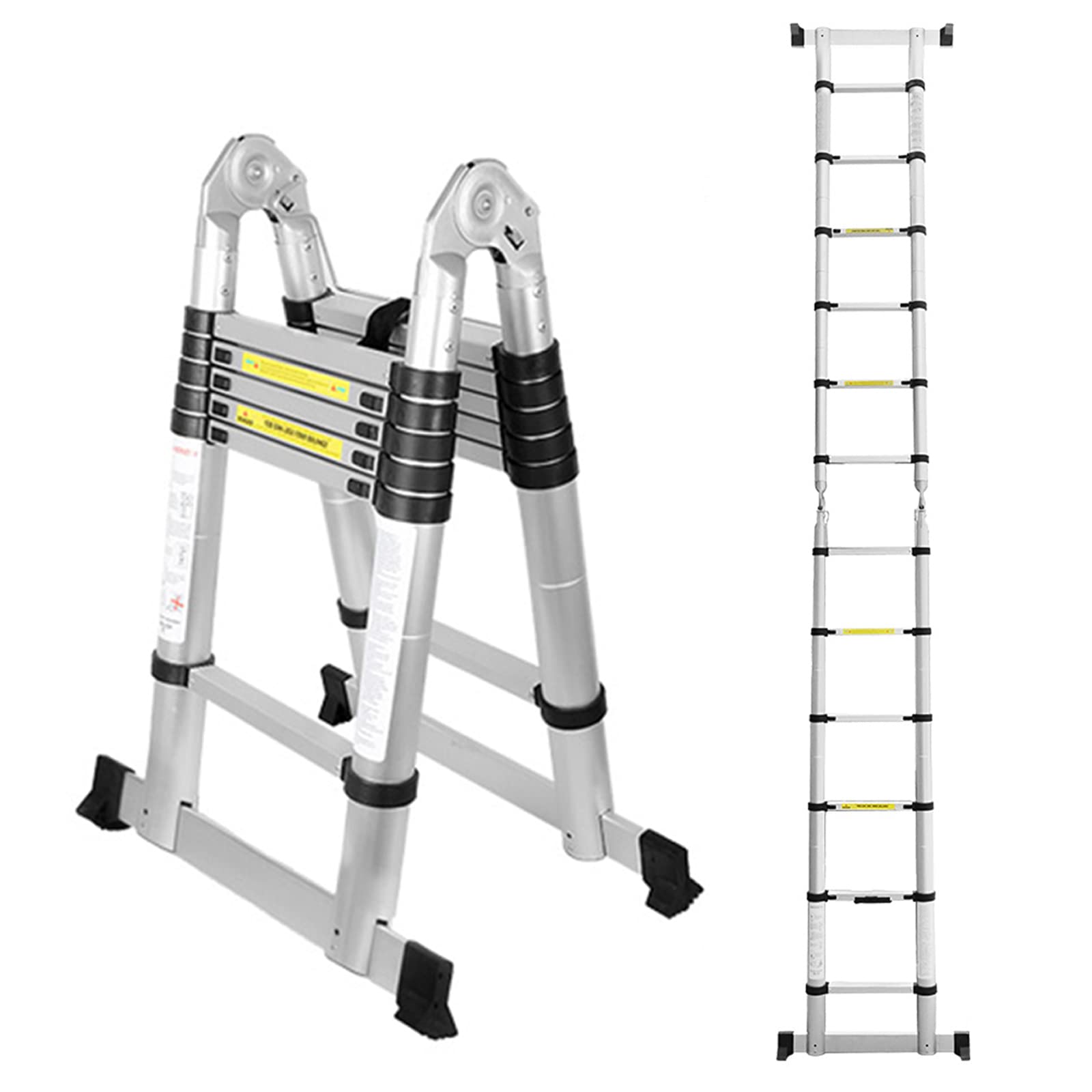 Échelle télescopique en aluminium - 3,8 m - Extensible - Pour escaliers télescopiques - Flexible YXXYSSTL05 Argenté