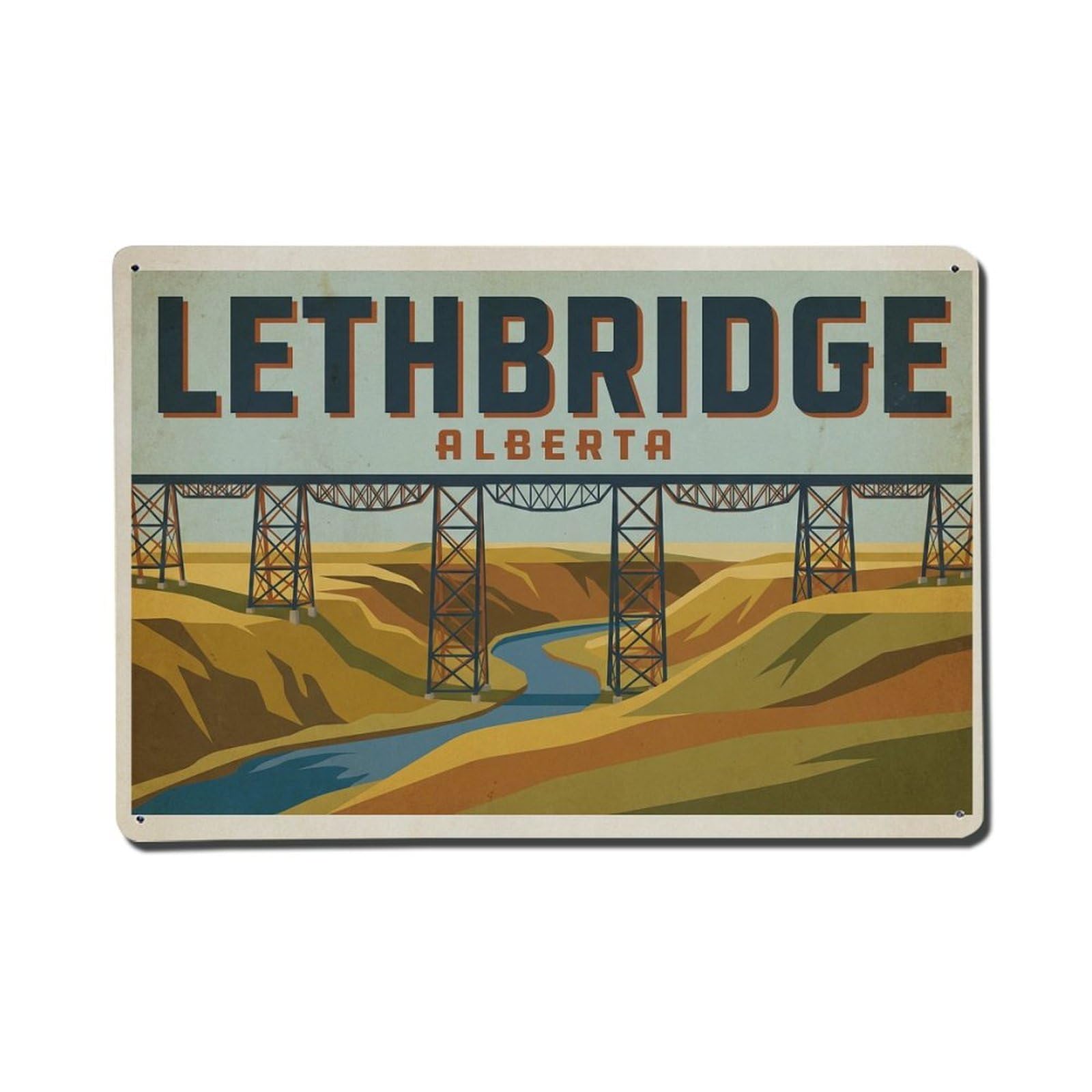 Cxhjca 8X12inch(20X30cm) Vintage Travel Canada Lethbridge Metal Tin Sign