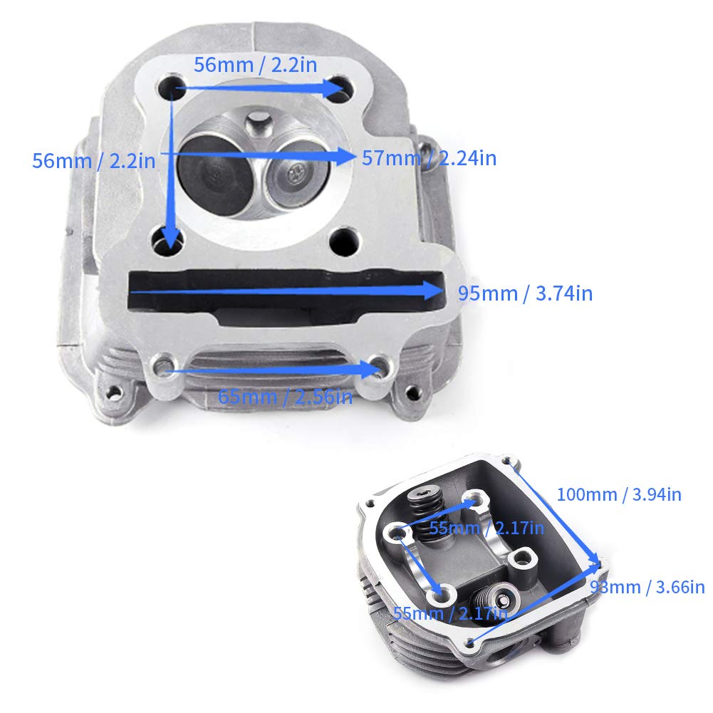 Gruppo testata per motore GY6 125cc 150cc GY6 157QMJ 152QMI, sostituzione testata universale, costruzione in lega di alluminio di alta qualità con produzione precisa, durevole