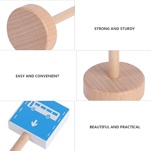 Miniatura 8 de STOBOK Juguetes de señales de tráfico, 15 piezas de madera para niños, aprendizaje cognitivo educativo y enseñanza de seguridad vial