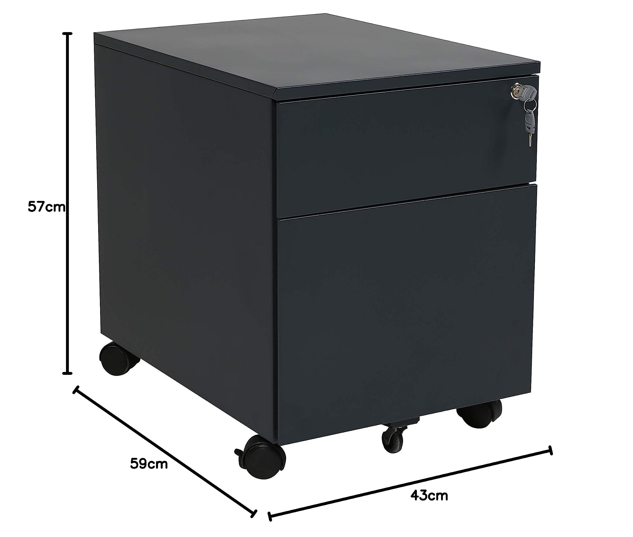 Rollcontainer Schreibtischcontainer 2 Schübe Farbe anthrazit RAL 7016 pulverbeschichtet
