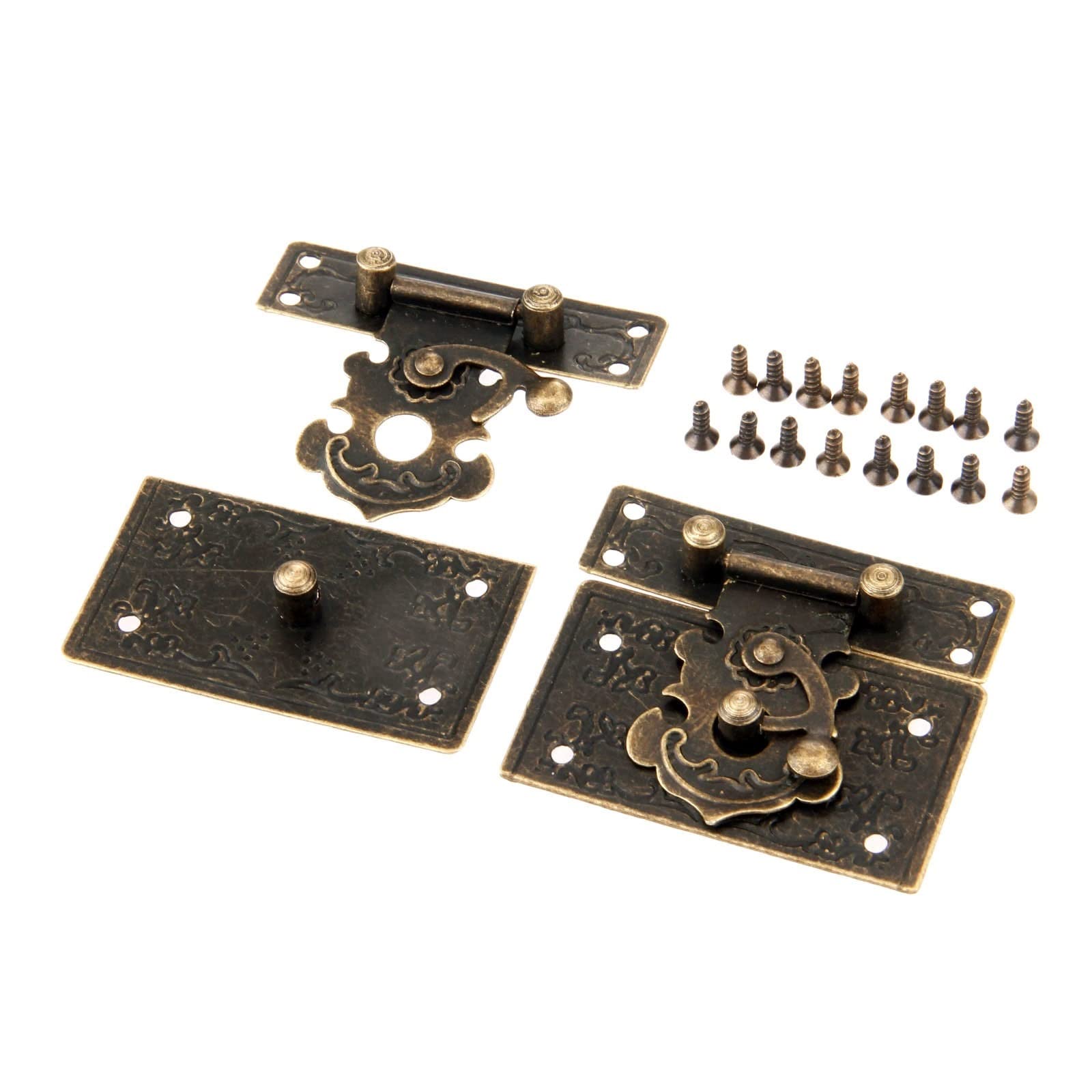 Cerradura de pestillo de Bronce Antiguo, pestillos de cajón, pestillos for Muebles, joyería, Caja de Madera, Maletas, pestillo de Cerrojo con Tornillos