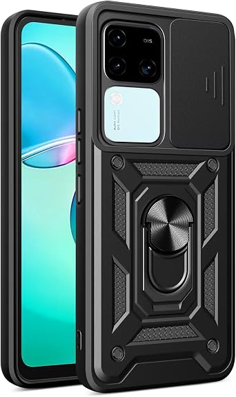Case for Vivo V30 Pro 5G,Vivo V30 5G Case,Military Grade TPU+PC Case,[Built-in Kickstand] Dual-Layer Design Heavy Duty Protection Phone Case for Vivo V30/V30 Pro/Vivo S18 5G Black