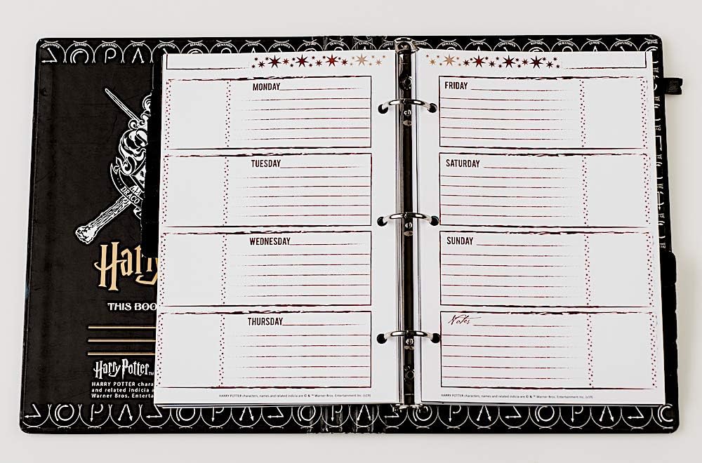 Conquest Journals Harry Potter Celestial Undated Planner, 7 1/4"x9", 3 Ring Mini Euro Binder, Weekly Horizontal Layout, Patronous Themed, 199 Pages, 2 Sticker Sheets, Elastic Strap and Pen Loop