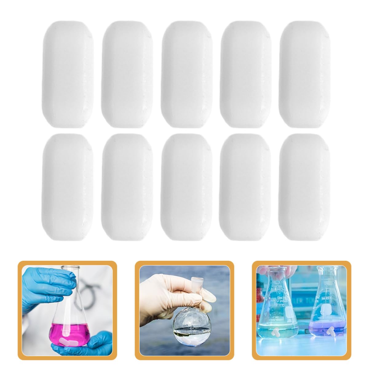 10 Pezzi Asta Magnetica in Ptfe Bianca per Laboratorio, Miscelatore Magnetico Barra di Agitazione Resistente e Facile da Usare, per Ambienti di Laboratorio Riutilizzabile