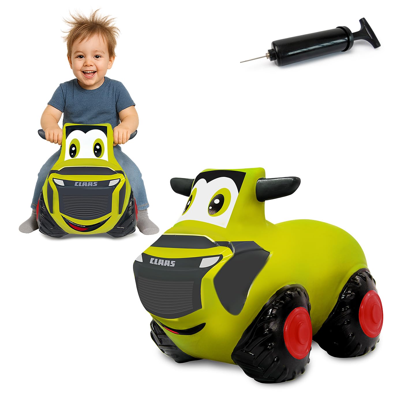 JAMARA 466010 Claas HoppyDoo - Juguete para niños, Juguete para Saltar para niños en Interiores y Exteriores, Regalo para niños, Juguete de jardín, Rebote, fácil de Limpiar, sin BPA, con Bomba