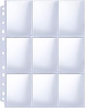 Trading Card Sleeve Pages, HERKKA 200 Pack 9 Pocket Album Pages 11 Holes Fit 3 Ring Binder