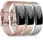 [3 Pack] Soft TPU Bands Compatible with Fitbit Inspire 2 / Fitbit Inspire HR/Fitbit Inspire/Fitbit Ace 2 Wristbands Sports Waterproof Straps for Fitbit Inspire HR (01 Rose Gold/Gold/Silver, Large)