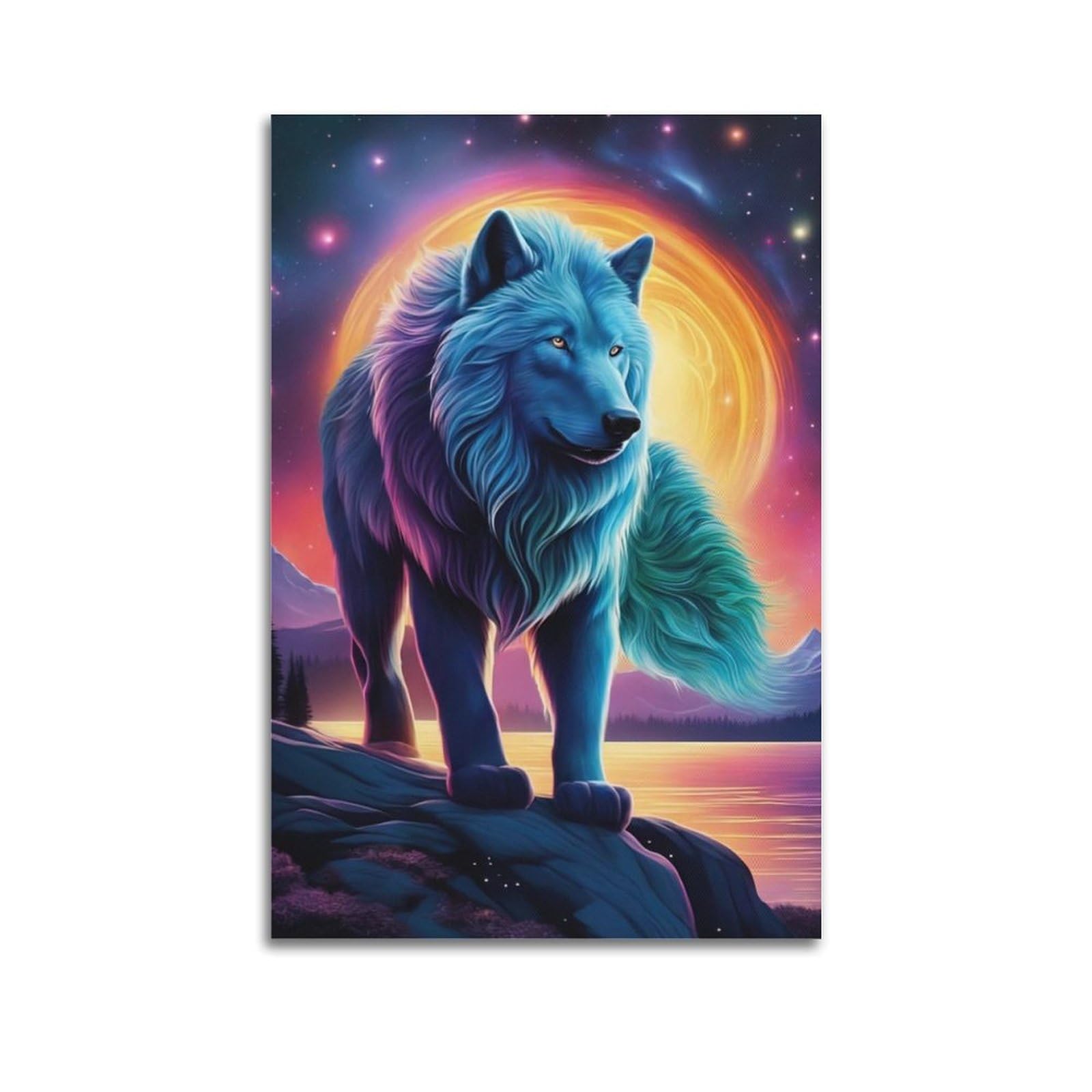 ZSZWHJ Animal Poster Arctic Wolves by The River Poster Decorative Painting Canvas Wall Posters And Art Picture Print Modern Family Bedroom Decor Posters 20x30inch(50x75cm)