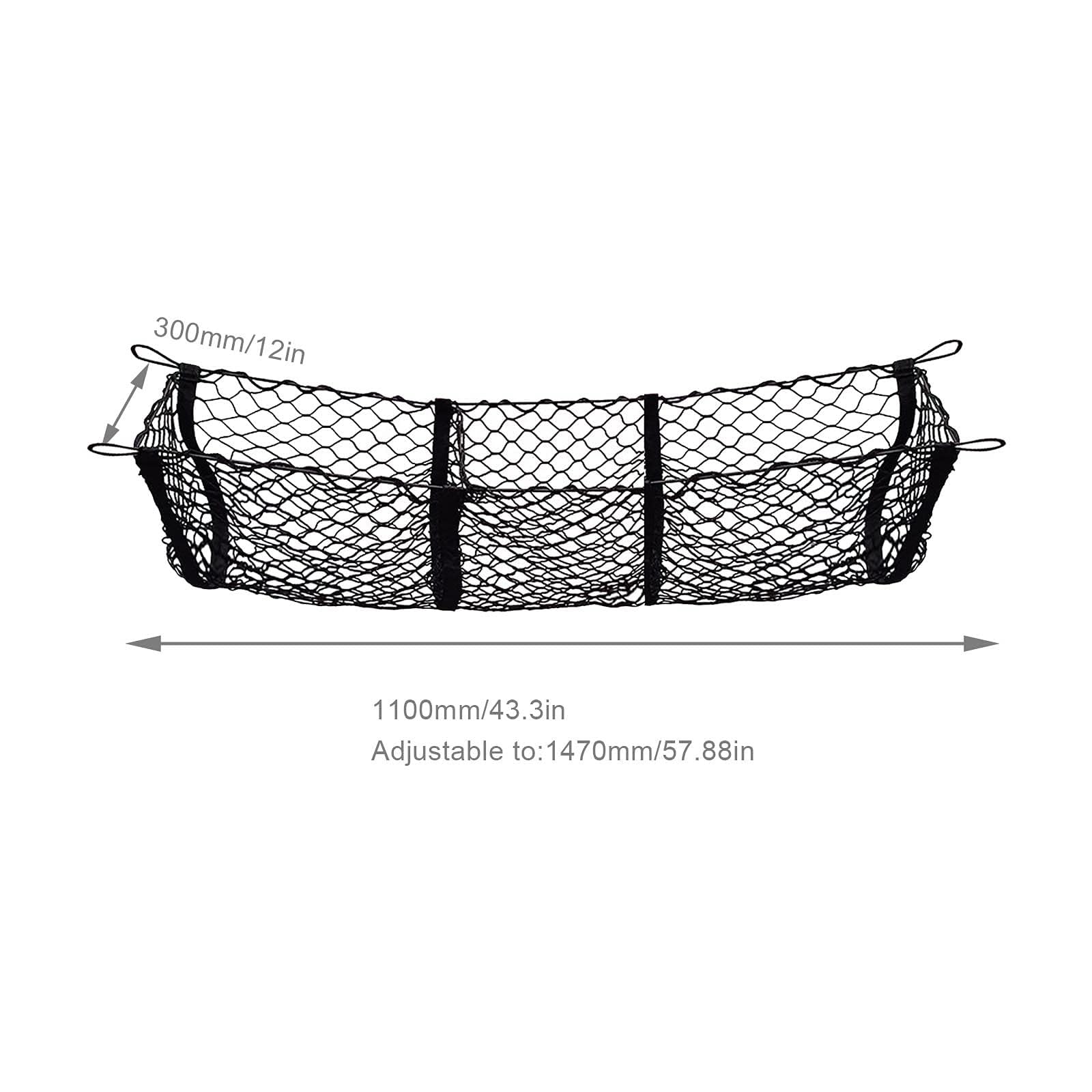Baule posteriore per auto Rete portaoggetti in rete a tre tasche per auto SUV Camper Pickup Autobus Van Estensibile Nero regolabile Accessori per auto Cargo Organizer