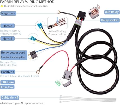 Miniatura 4 de FARBIN Kit de bocinas de coche con botón de 12 V, bocina de tren ruidosa para bocinas de aire eléctricas de coche