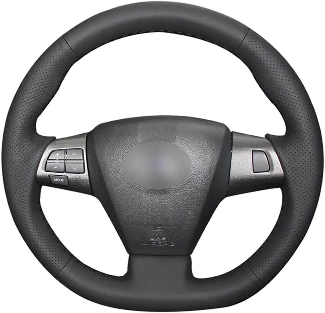 HATHWAY Fit for Toyota Corolla 2010-2013,Stitch Steering Wheel Cover,Black Leather Steering Wheel Wrap,Non-Slip Car Steering Wheel Cover, Blue Thread