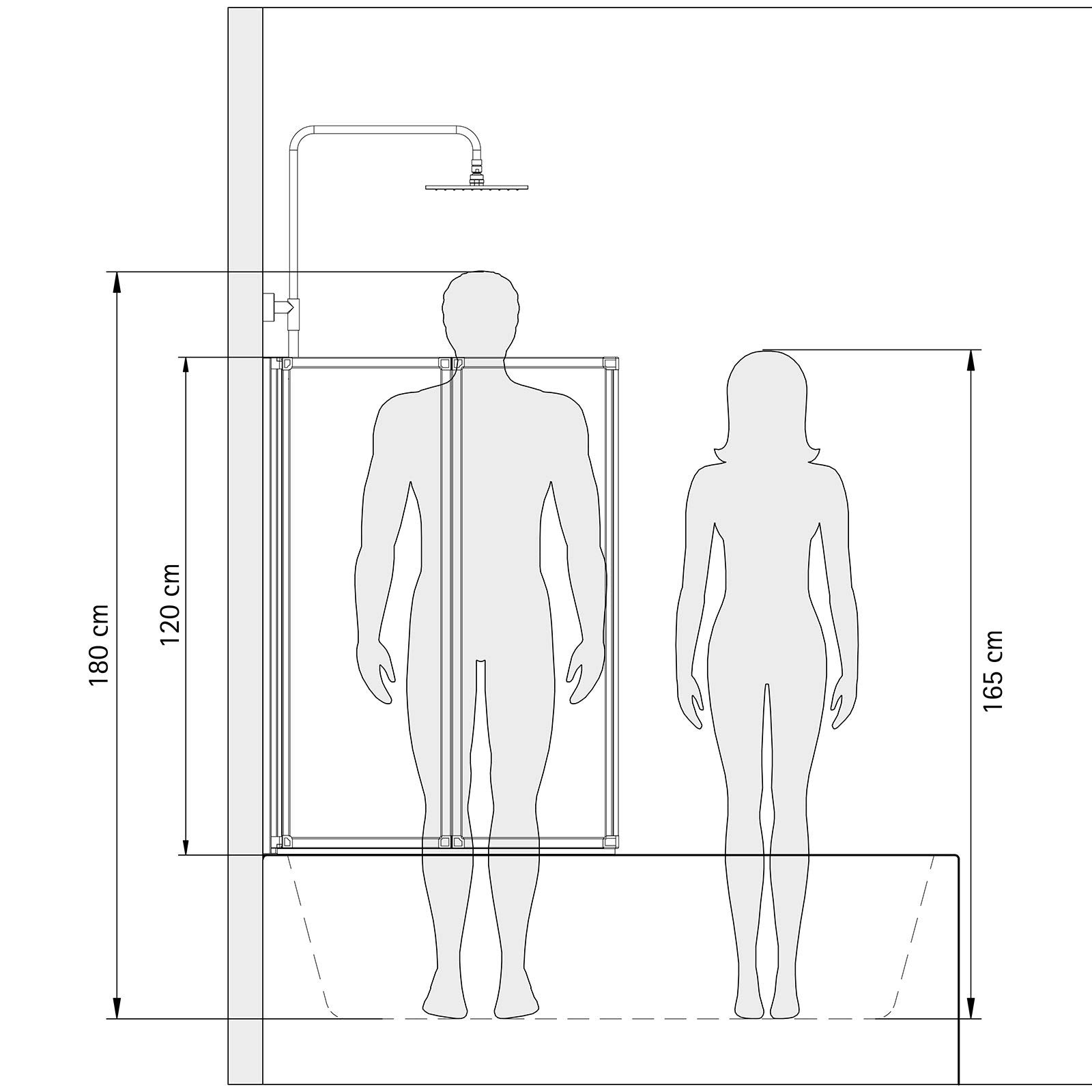 Schulte pare baignoire à coller 87 x 121 cm, alu-argenté, 2 volets (46+41) pivotants, sans percer, montage gauche droite, paroi de baignoire réversible, verre de sécurité 3 mm transparent