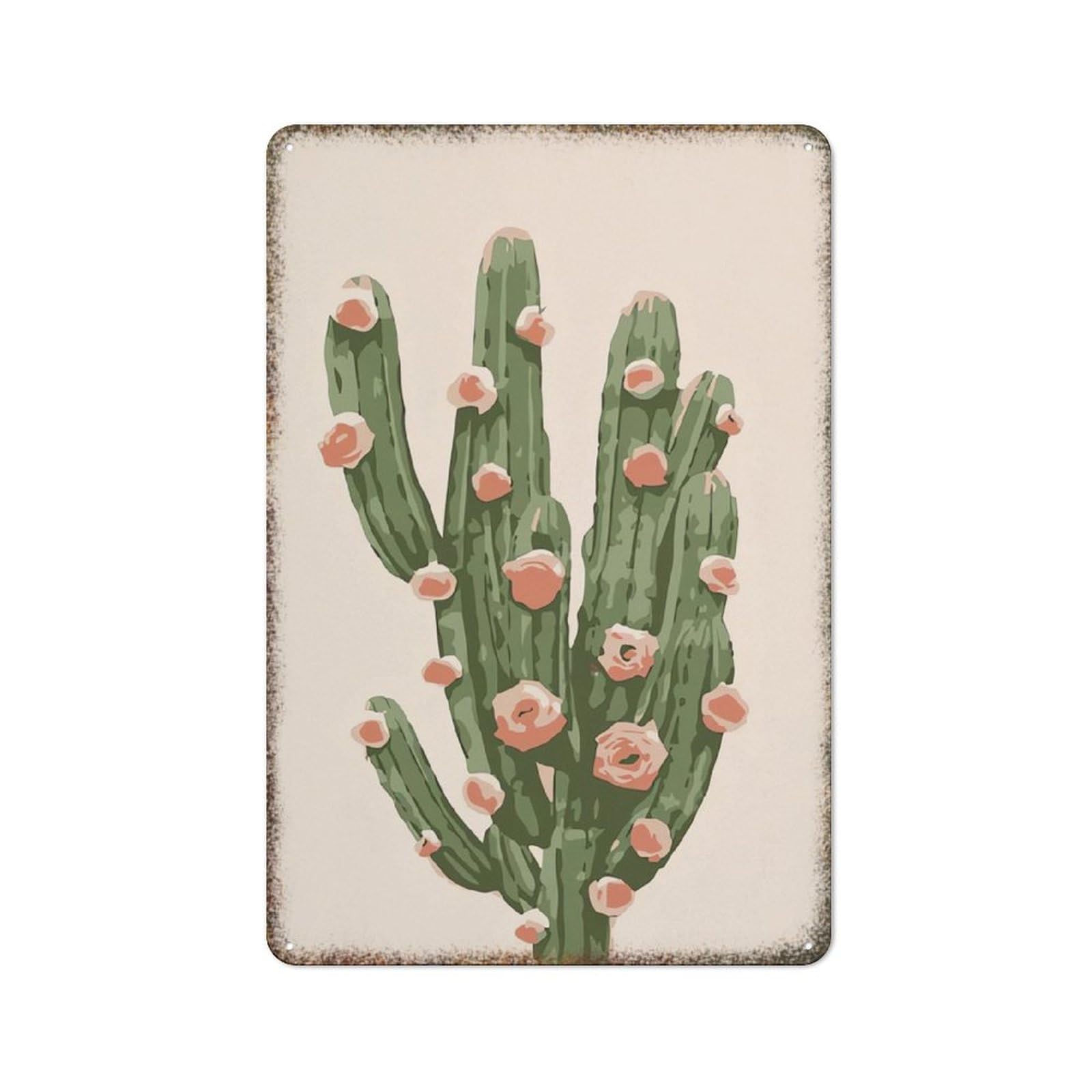 Cute Cactus Plant Art Retro Metal Sign Farmhouse Home Interesting Guest Room Casual Wall Decor 8x12 Inch