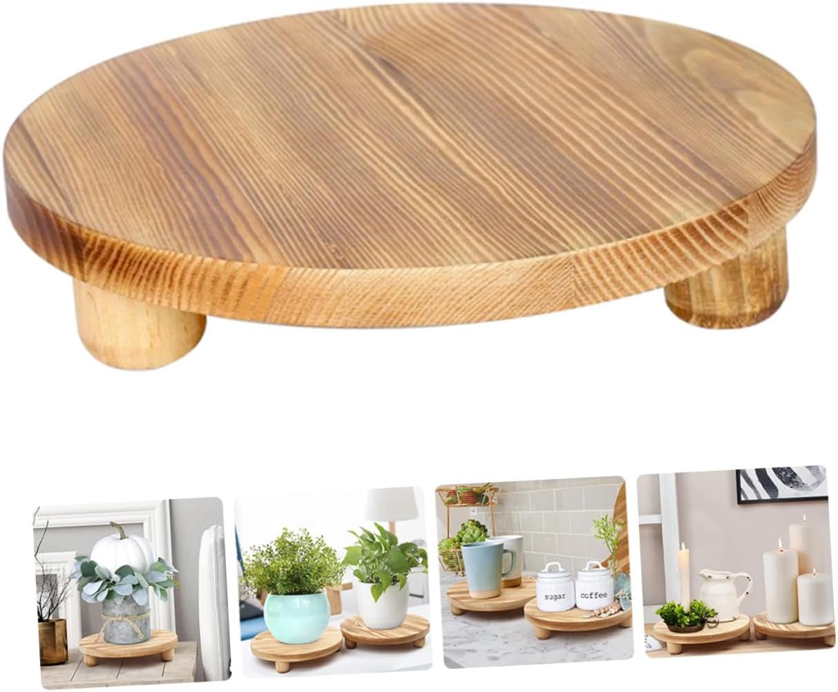 Wooden Flowerpot Riser Stand for Small Pots, Pine Beige Display image 2