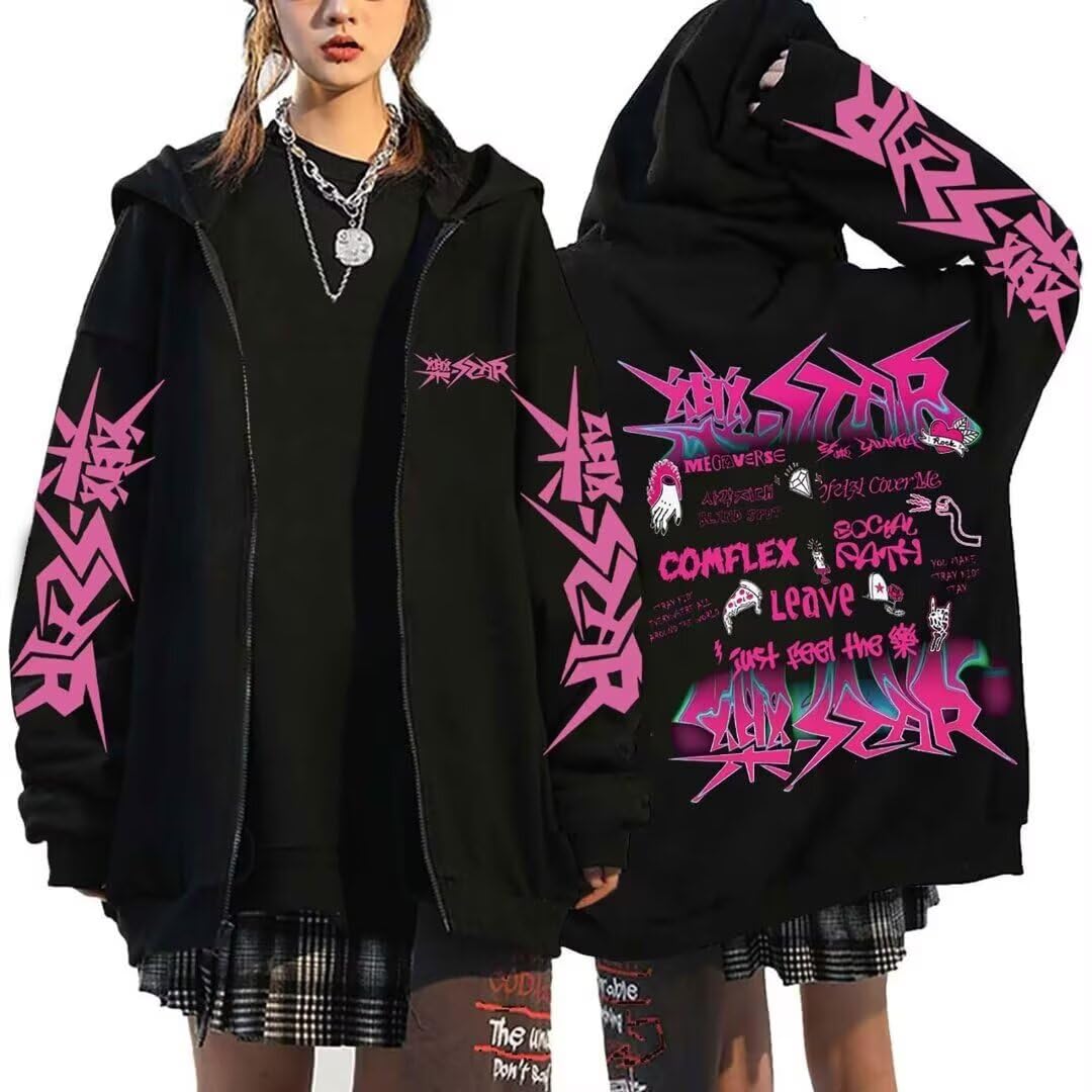 SKZ Zip Up Hoodie Women Felix Hyunjin Bangchan Y2K Fall Oversize Sweatshirt