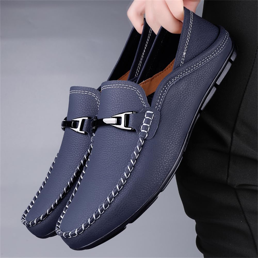 Mocasines casuales de piel auténtica para hombre, mocasines de vestir para uso diario