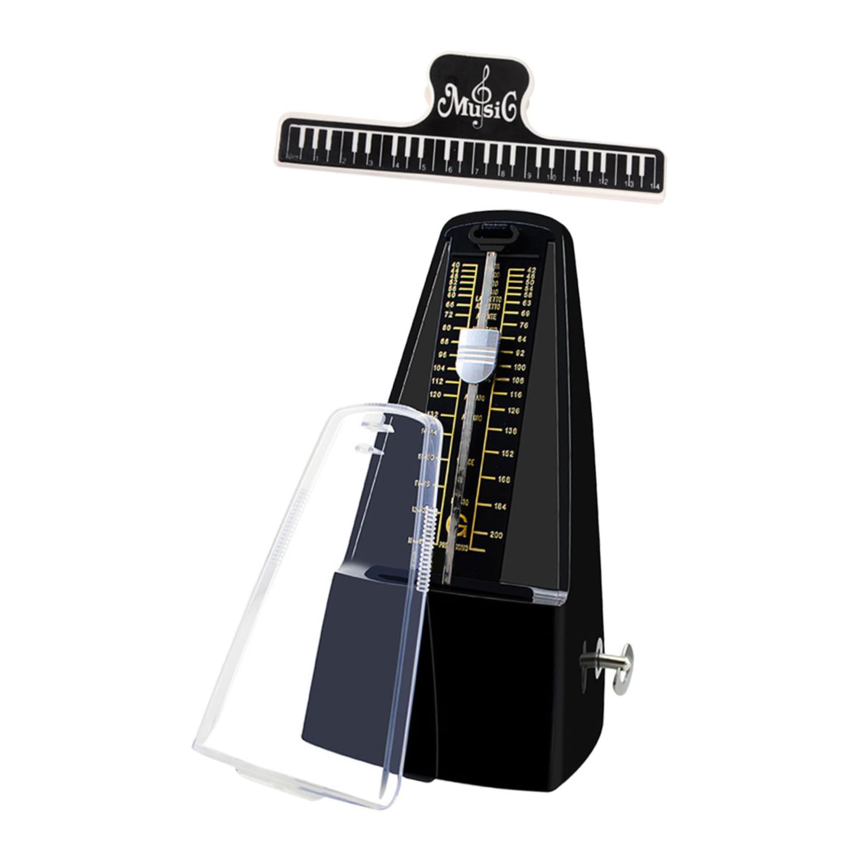 Gatuida Metrónomo Mecánico Profesional para Piano Guitarra Violín y Otros Instrumentos con Clip para Partituras Color Negro Color Aleatorio Color Aleatorio