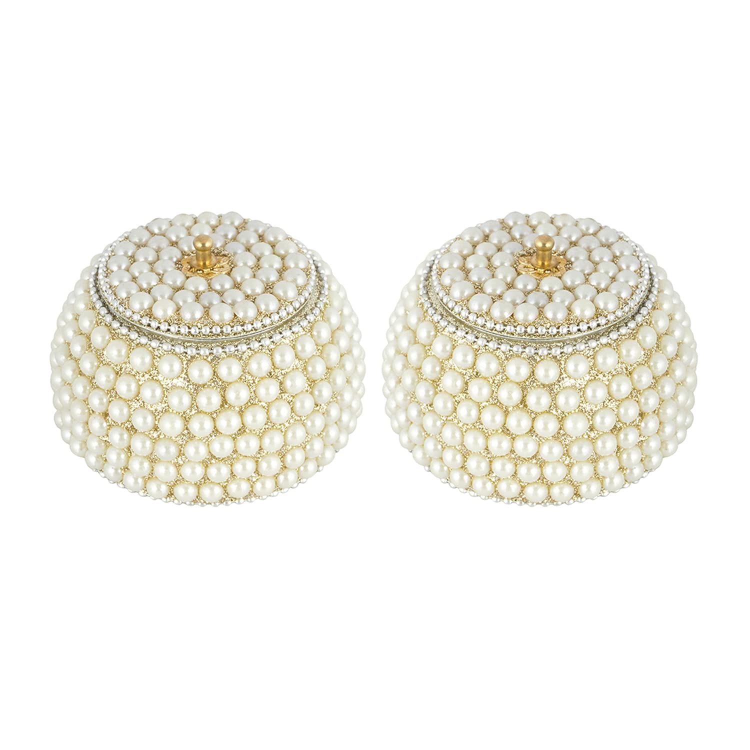 ADORN WORLDBeautiful Handcrafted Gifting Sindoor Moti Dibbi | kumkum Box Gift Fancy | Decoration Gift Box Decoration Box for Gift & Fancy Sindoor Box | Sindoor Dibbi – (Pack of 2)