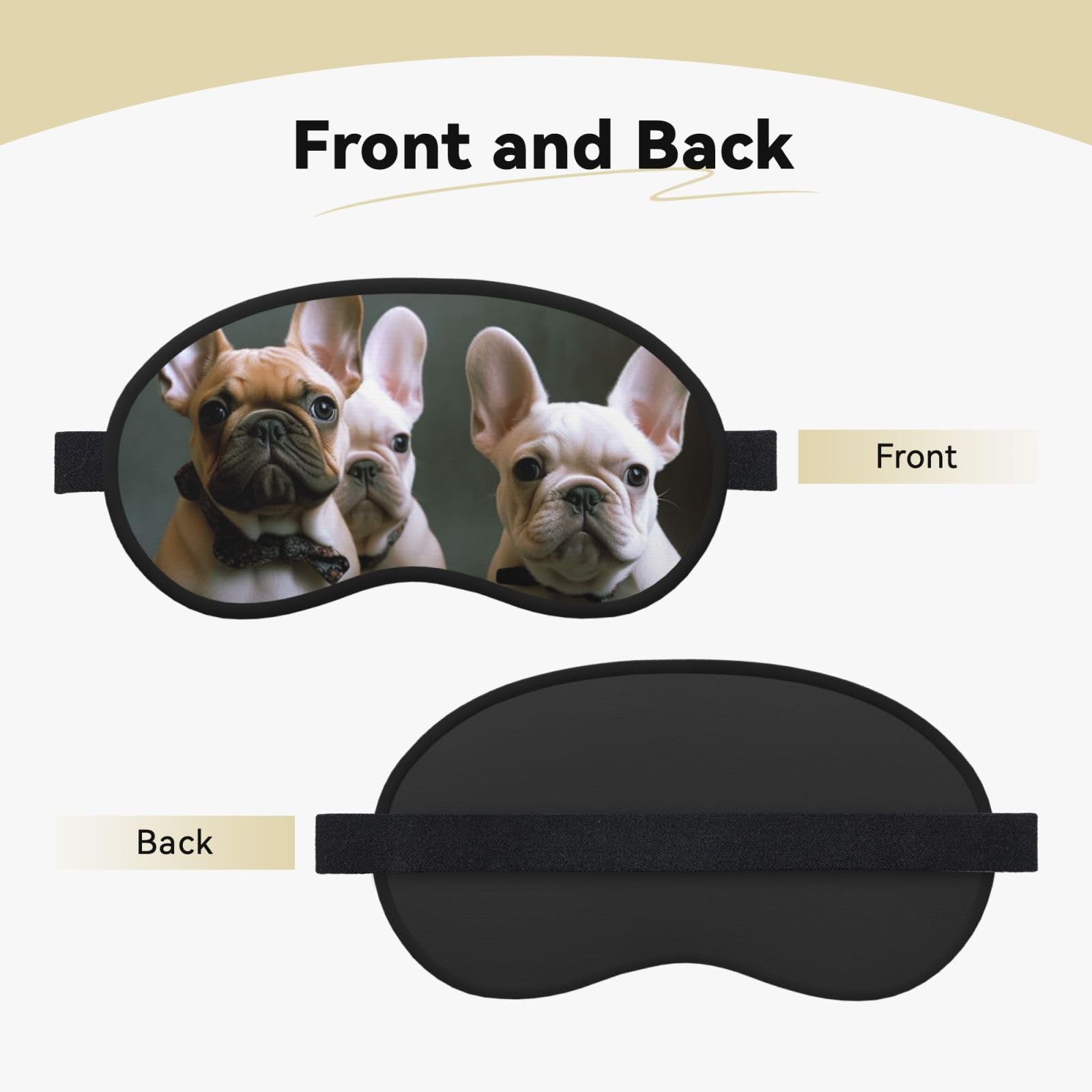 Sleep Mask for Side Sleeper Silk Sleeping Eye Masks with Elastic Strap Super Soft Eye Sleep Shade Cover French Bulldog Puppies Blackout Night Blindfold for Women Men Travel