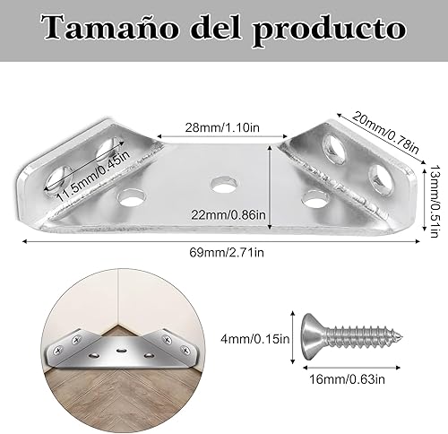 Miniatura 3 de 10 conectores de esquina de muebles de acero inoxidable, conector universal de esquina para muebles, conector de fijación en ángulo, marco de