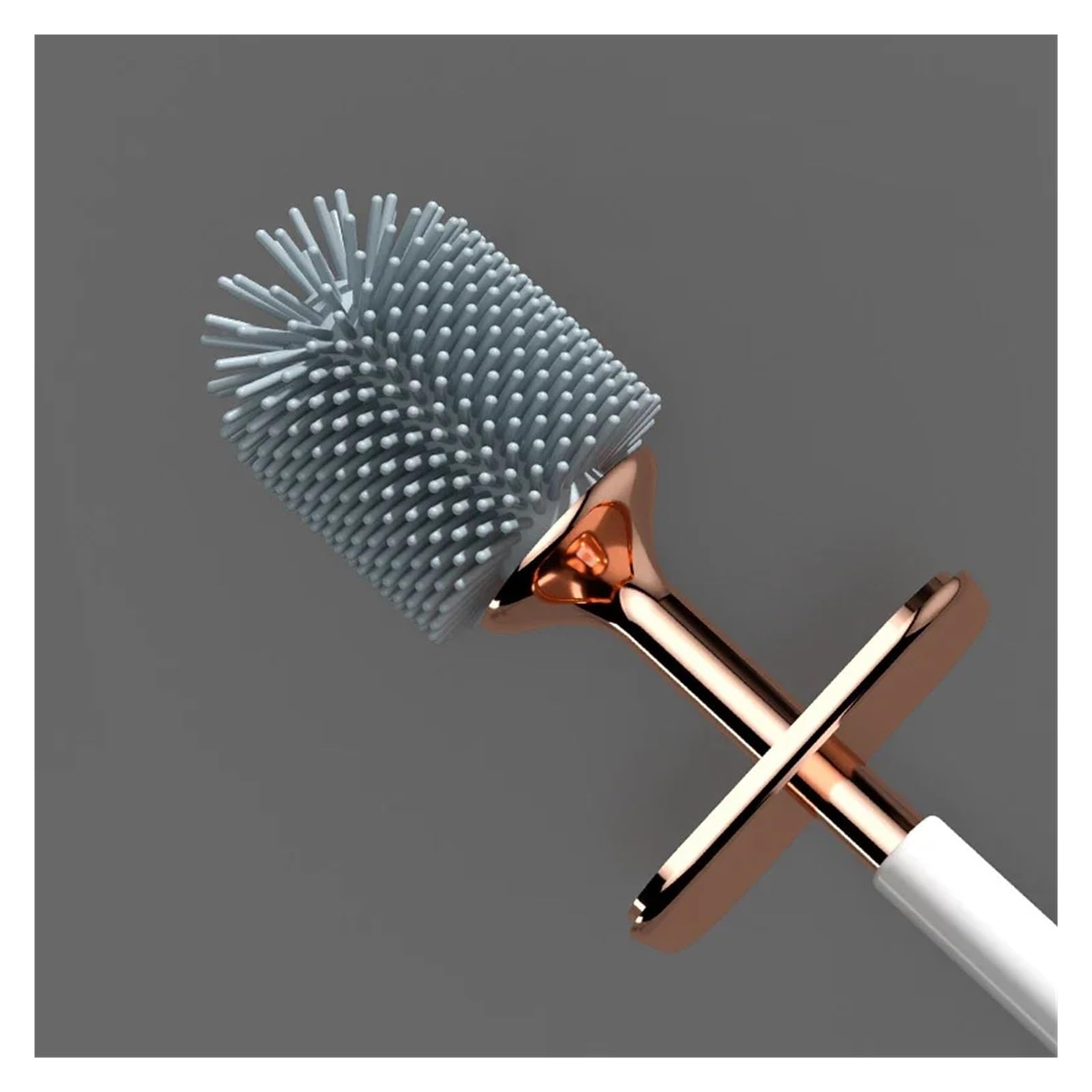 Scopino per WC in silicone con setole flessibili, a prova di perdite, design senza angoli morti per una pulizia efficiente, spazzola per WC con setole nere morbide