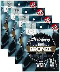 Kit Com 04 Jogos De Cordas Para Violão Aço Strinberg 010